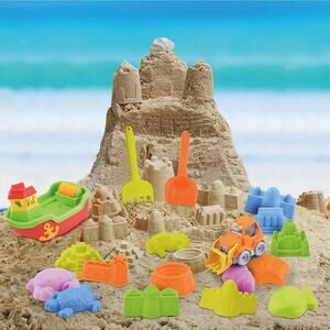 DraMosary 19pcs Beach Sand Toys Set for Kids with Boat Excavator Shovel Tool ...